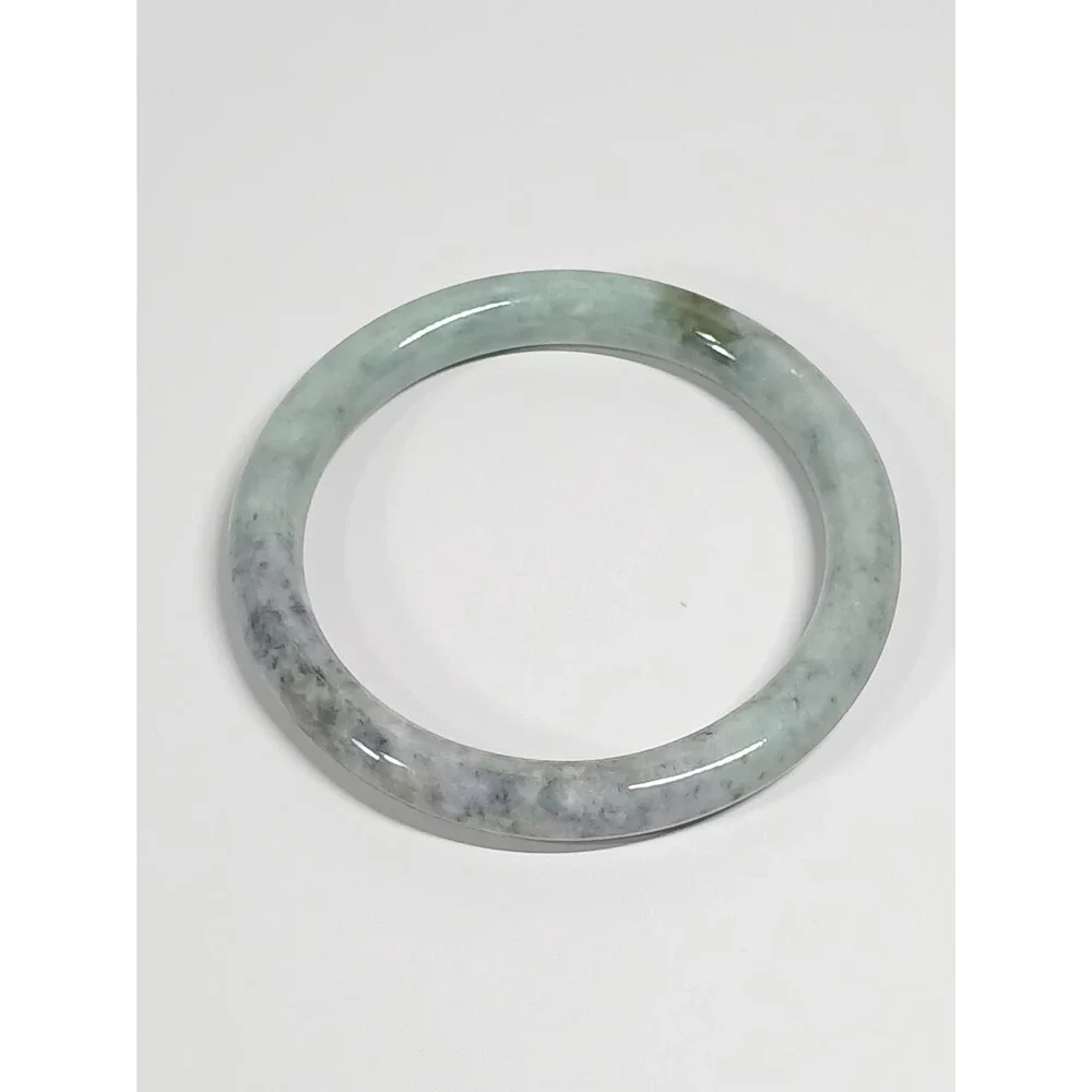 Jadeite Jade Bangle Bracelet Light Green Grey ~2.5